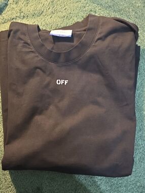 Off-White Black Crewneck T-Shirt with Small White 'OFF' Logo